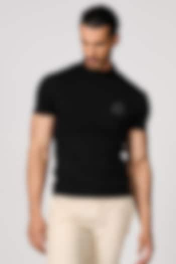 Black Viscose Nylon T-Shirt by S&N by Shantnu Nikhil Men