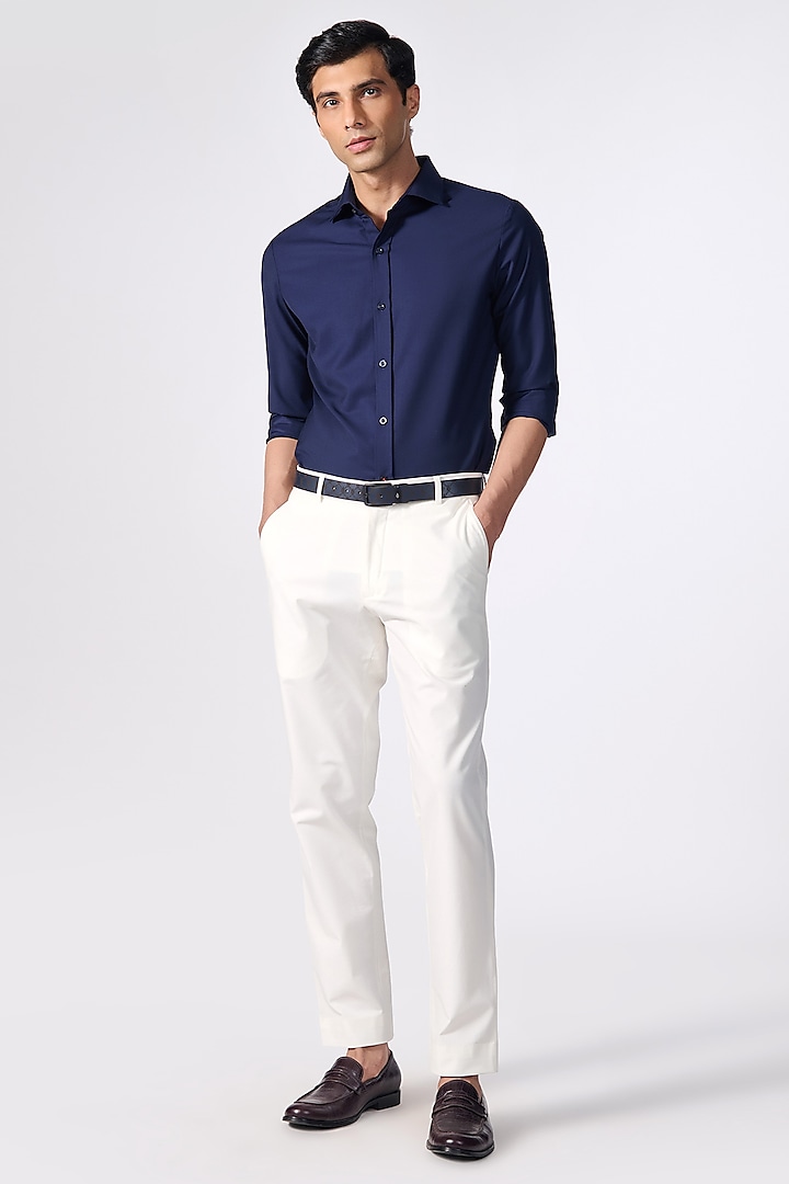 Off-White Terry Cotton Trousers by S&N by Shantnu Nikhil Men