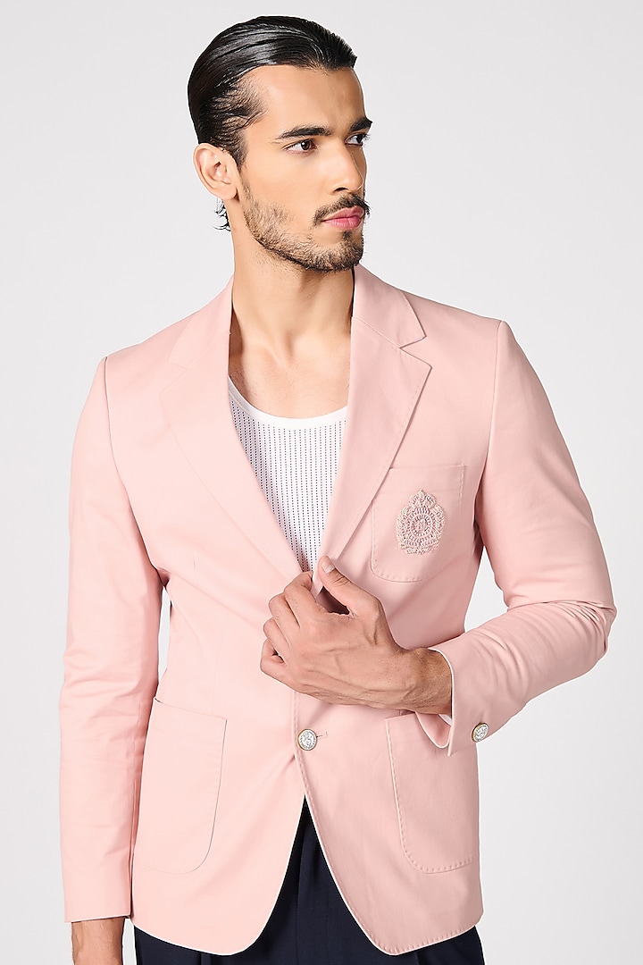 Pink Cotton Twill Jacket by S&N by Shantnu Nikhil Men