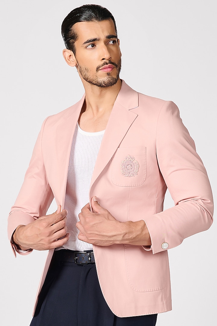 Pink Cotton Twill Jacket by S&N by Shantnu Nikhil Men at Pernia's Pop Up Shop