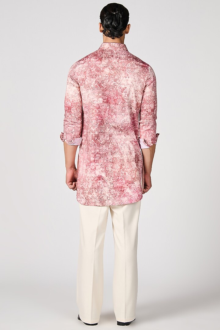 Pink Giza Cotton Printed Kurta by S&N by Shantnu Nikhil Men at Pernia's Pop Up Shop