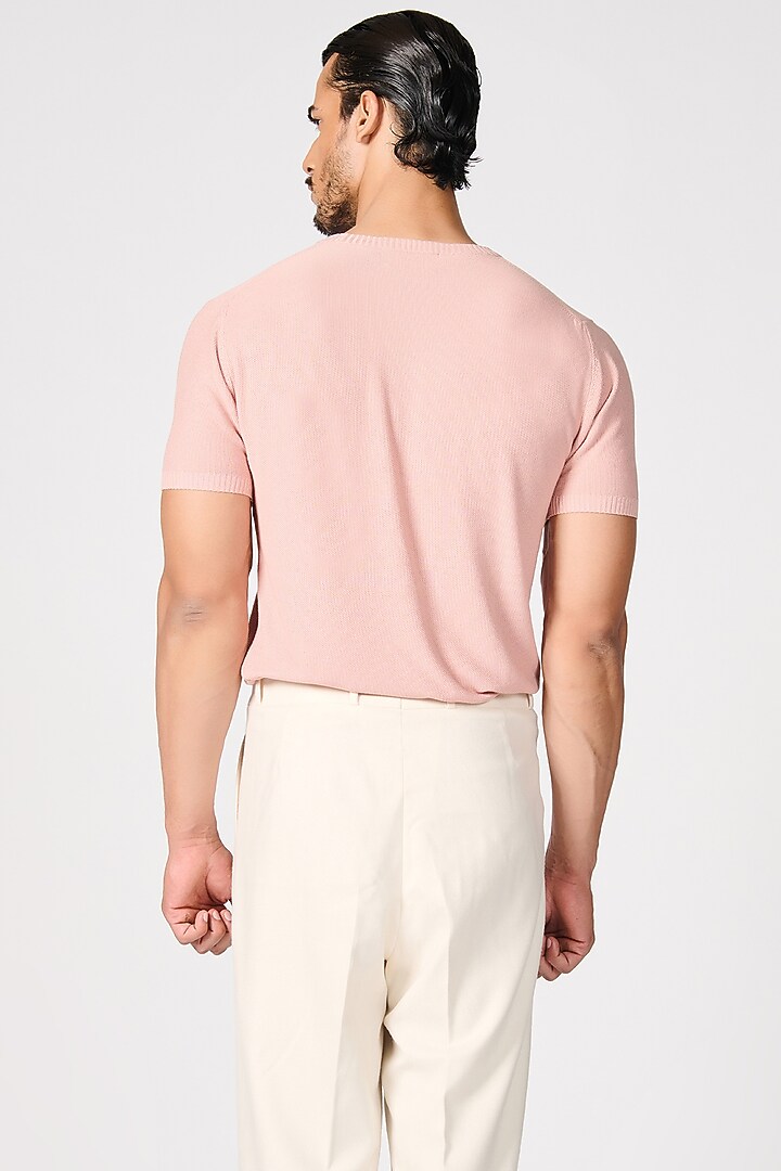 Pink Viscose Knit T-Shirt by S&N by Shantnu Nikhil Men at Pernia's Pop Up Shop