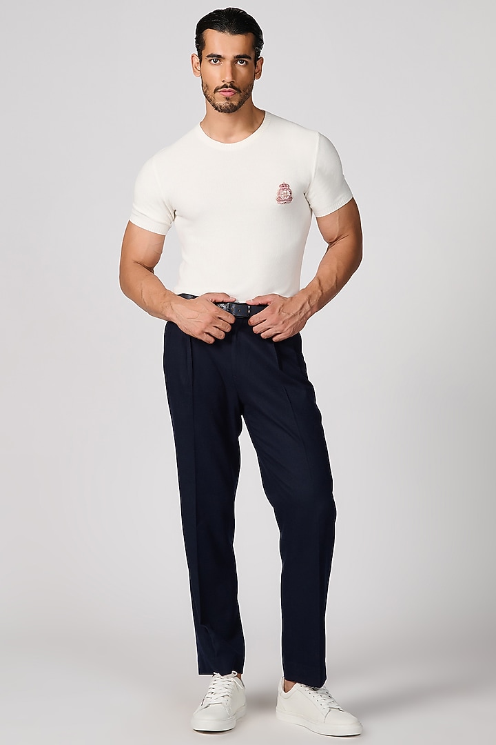 Ecru Viscose Knit T-Shirt by S&N by Shantnu Nikhil Men at Pernia's Pop Up Shop