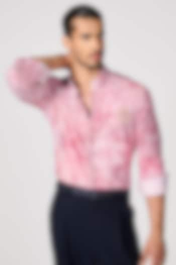 Pink Crepe Jersey Printed Shirt by S&N by Shantnu Nikhil Men