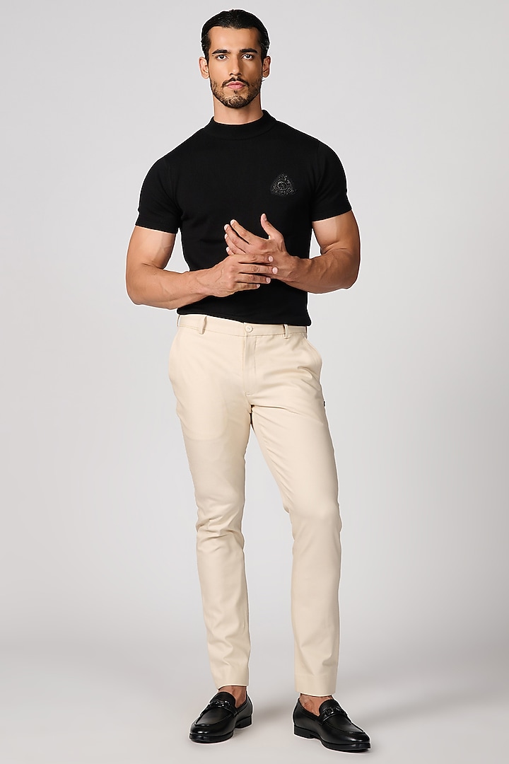 Off-White Cotton Twill Trousers by S&N by Shantnu Nikhil Men