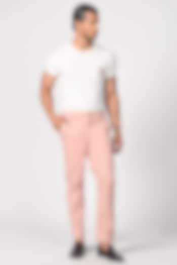 Pink Cotton Twill Trousers by S&N by Shantnu Nikhil Men