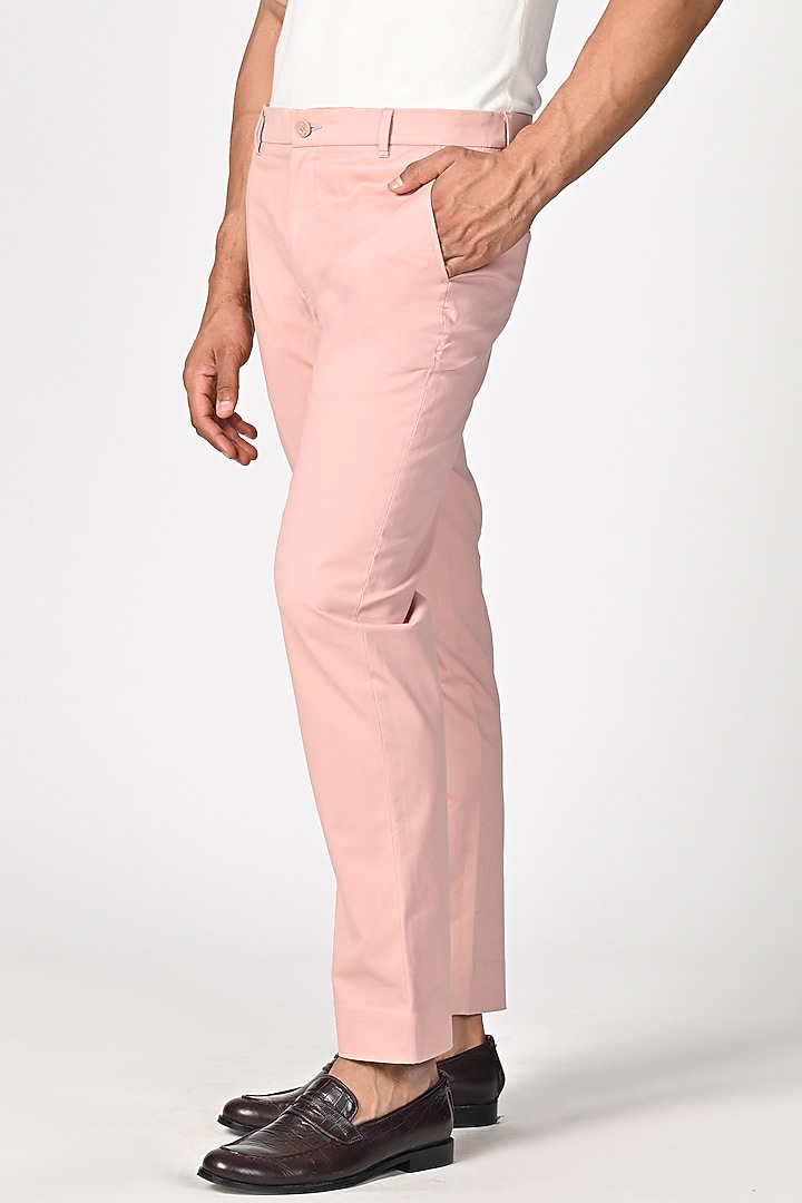 Pink Cotton Twill Trousers by S&N by Shantnu Nikhil Men at Pernia's Pop Up Shop
