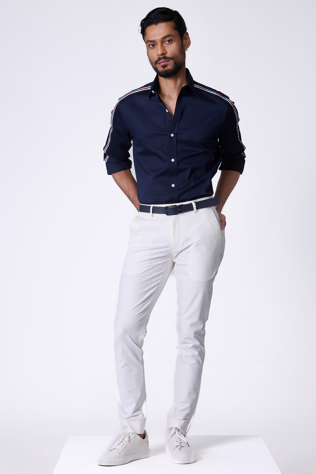 White Spandex Trousers by S&N by Shantnu Nikhil Men