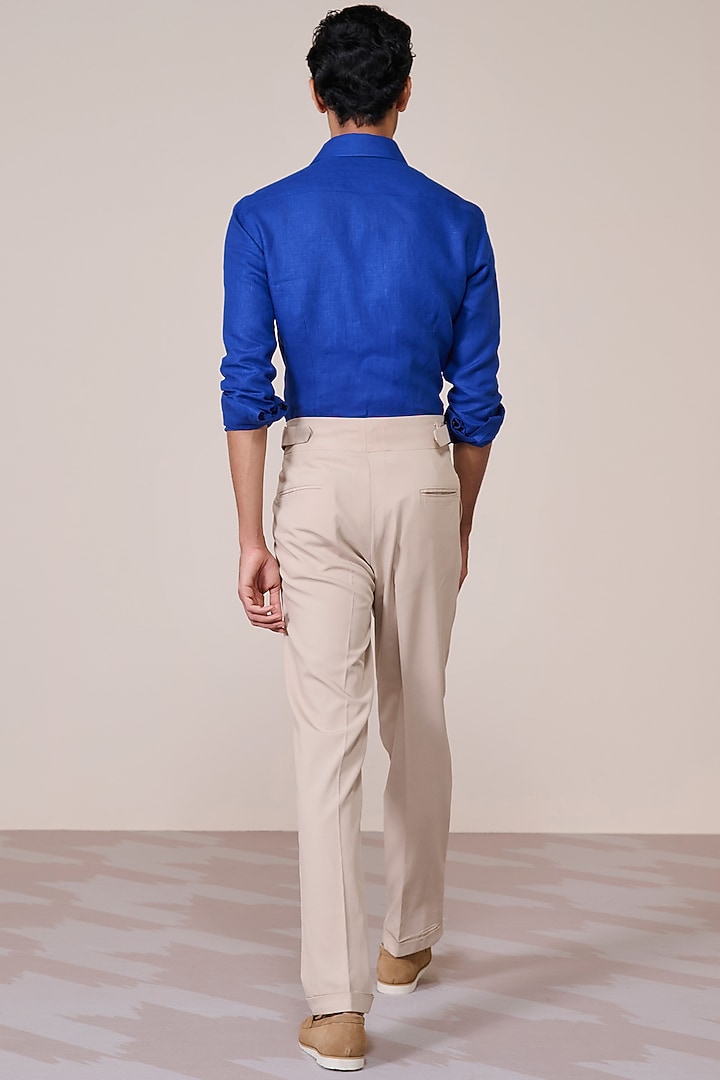 Racer Blue Rayon Linen Suiting Blend Wedding Shirt by S&N by Shantnu Nikhil Men at Pernia's Pop Up Shop