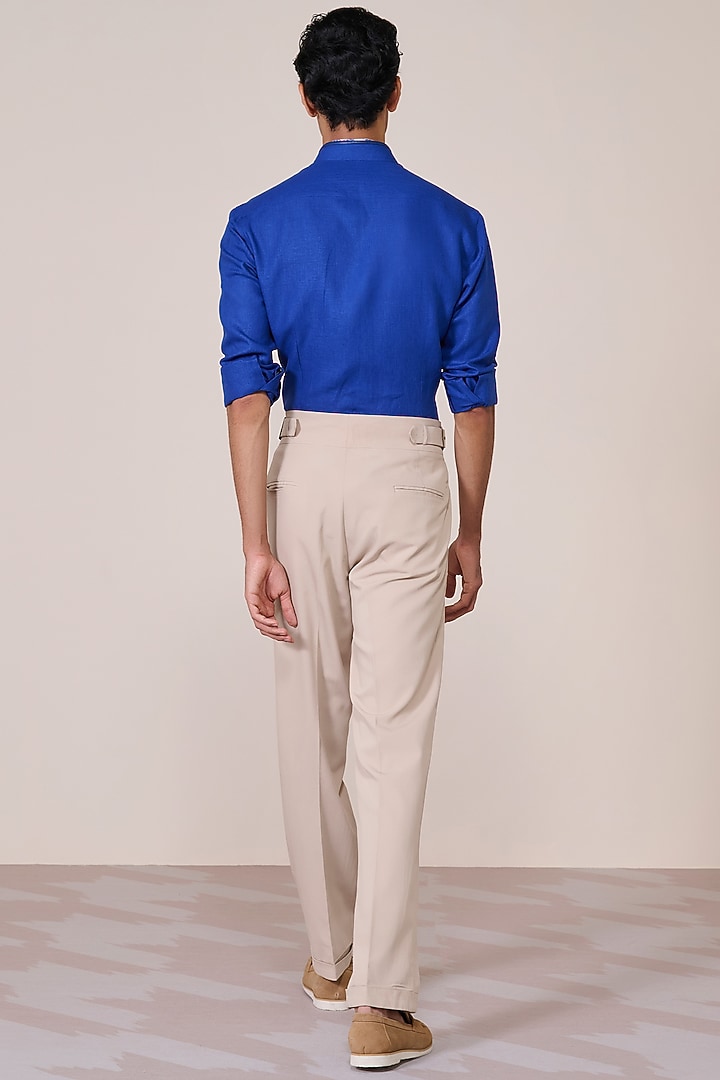 Racer Blue Rayon Linen Suiting Blend Wedding Shirt by S&N by Shantnu Nikhil Men at Pernia's Pop Up Shop