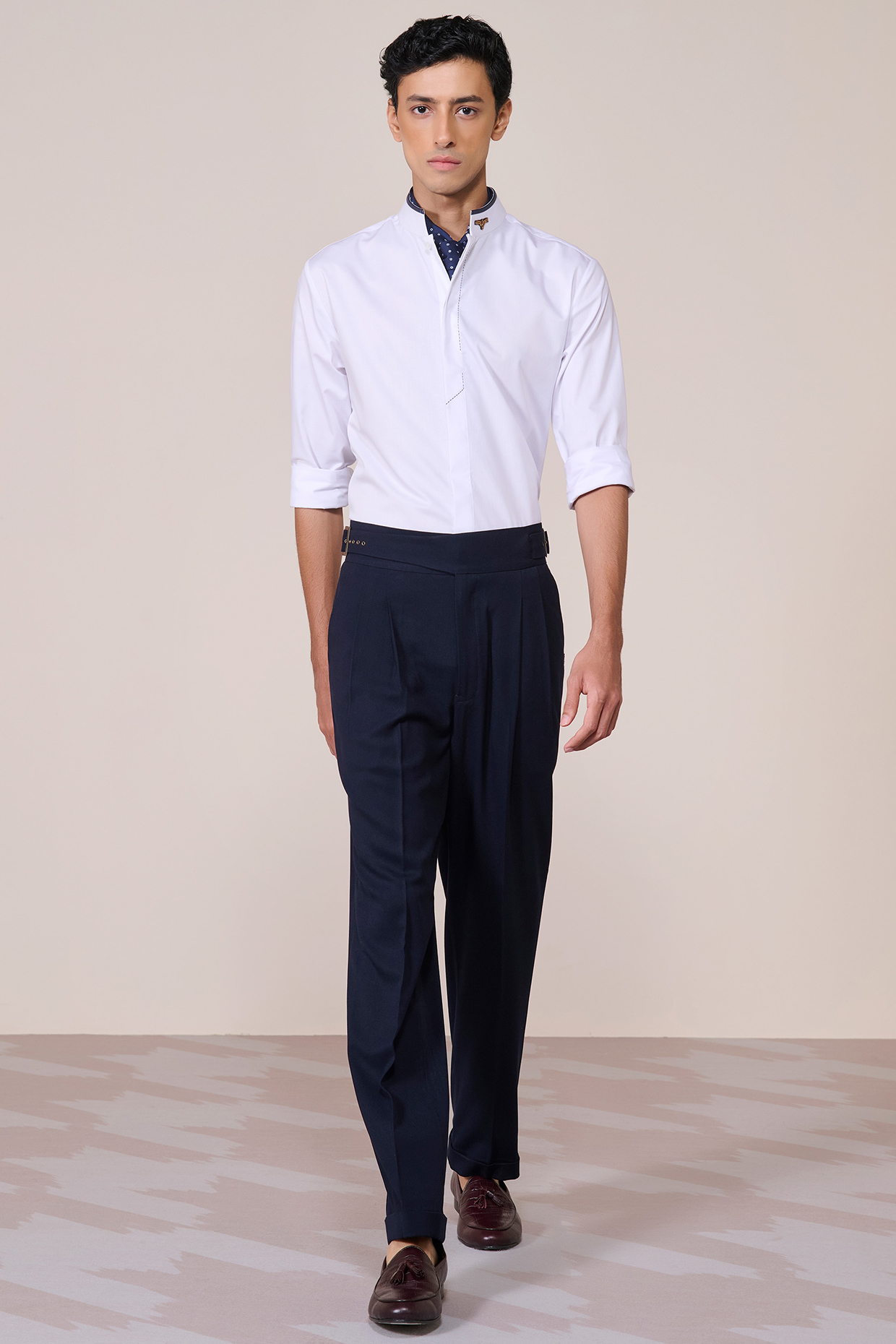 Off-White Cotton Chambray Shirt by S&N by Shantnu Nikhil Men