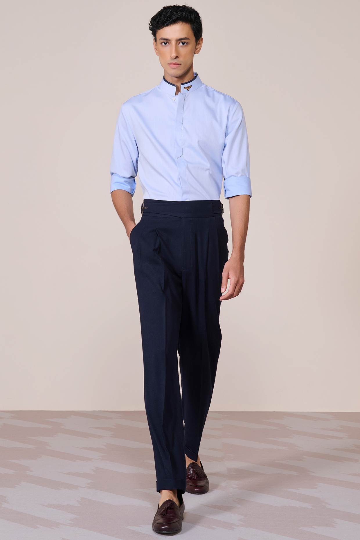 Light Blue Cotton Chambray Shirt by S&N by Shantnu Nikhil Men