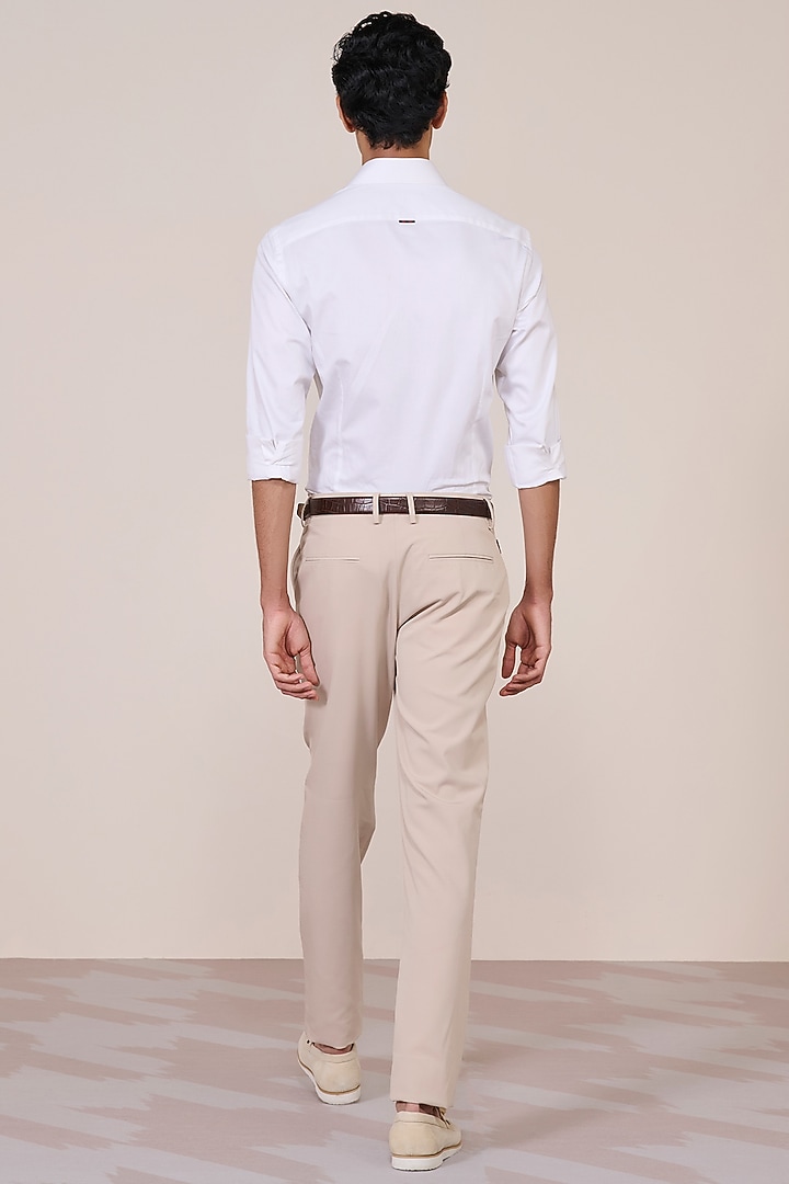 Ecru Rayon Suiting Blend Trousers by S&N by Shantnu Nikhil Men at Pernia's Pop Up Shop