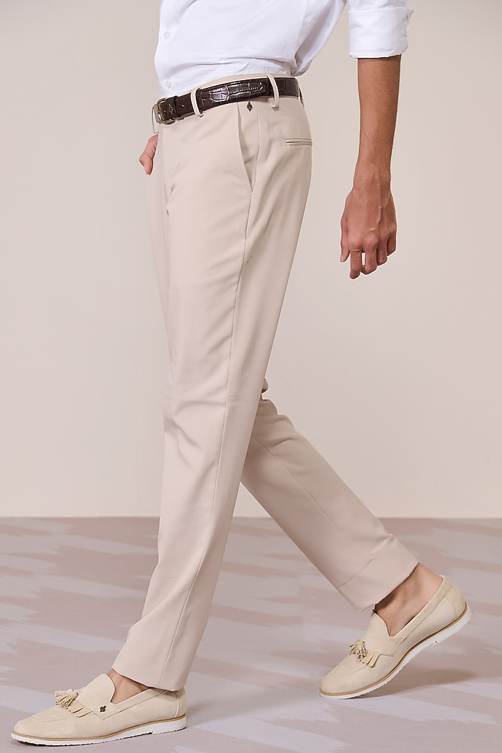 Ecru Rayon Suiting Blend Trousers by S&N by Shantnu Nikhil Men at Pernia's Pop Up Shop