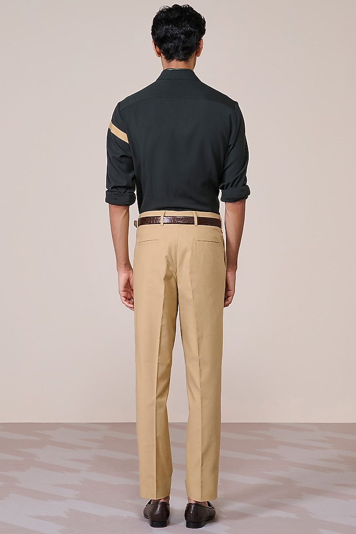 Emerald Green Rayon Suiting Blend Color-Blocked Wedding Shirt by S&N by Shantnu Nikhil Men at Pernia's Pop Up Shop
