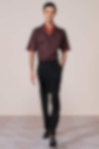 Black Silk Twill Adamas Printed Shirt by S&N by Shantnu Nikhil Men