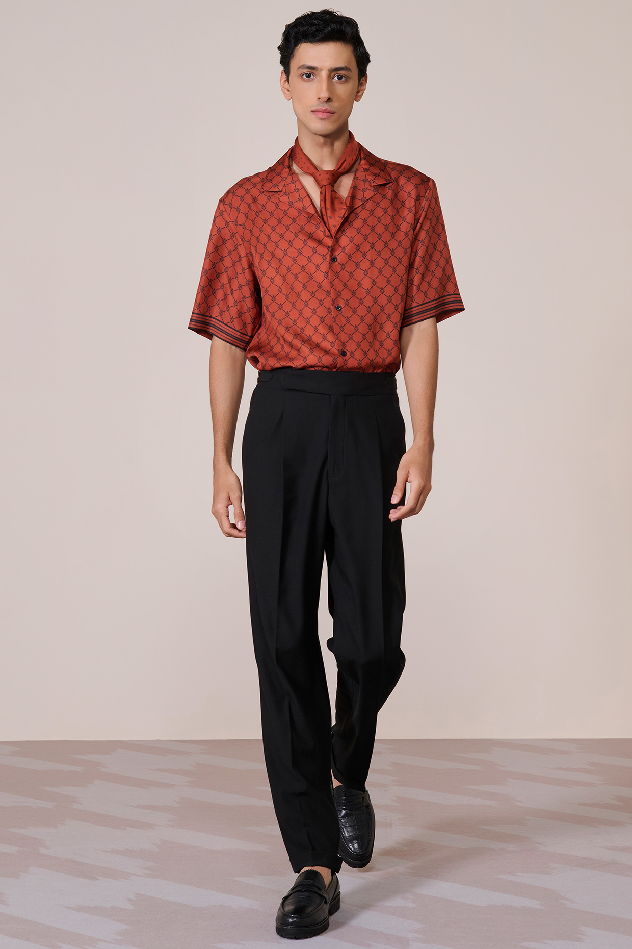 Rust Silk Twill Adamas Printed Shirt by S&N by Shantnu Nikhil Men
