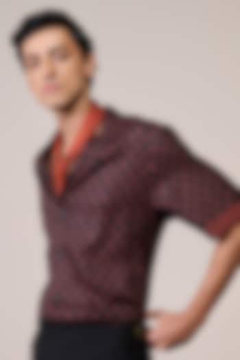 Black Silk Twill Adamas Printed  sagar Wedding Shirt by S&N by Shantnu Nikhil Men at Pernia's Pop Up Shop