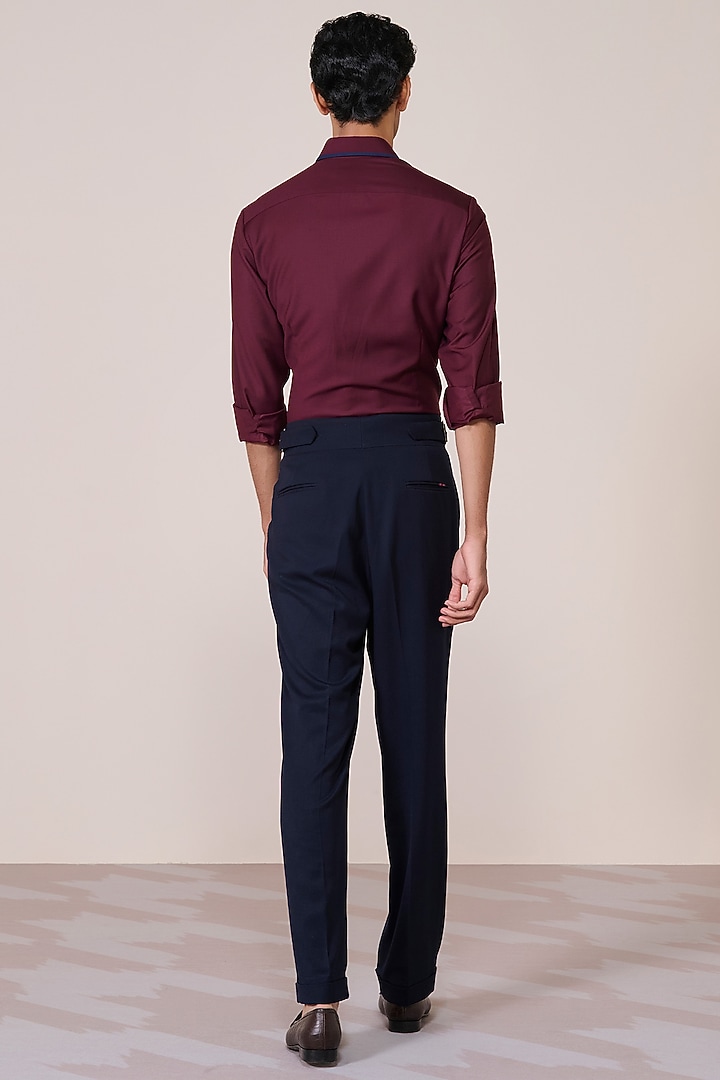 Cherry Brushed Suiting Blend Crest Embroidered Wedding Shirt by S&N by Shantnu Nikhil Men at Pernia's Pop Up Shop