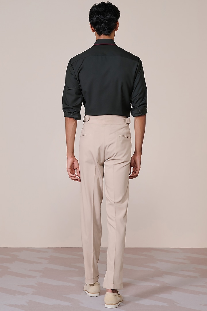 Military Green Brushed Suiting Blend Crest Embroidered Wedding Shirt by S&N by Shantnu Nikhil Men at Pernia's Pop Up Shop