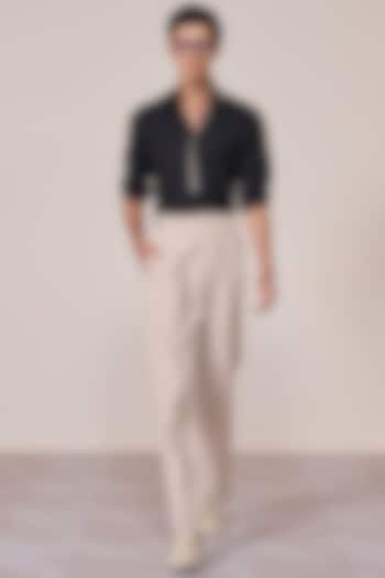 Black Rayon Suiting Blend Shirt by S&N by Shantnu Nikhil Men