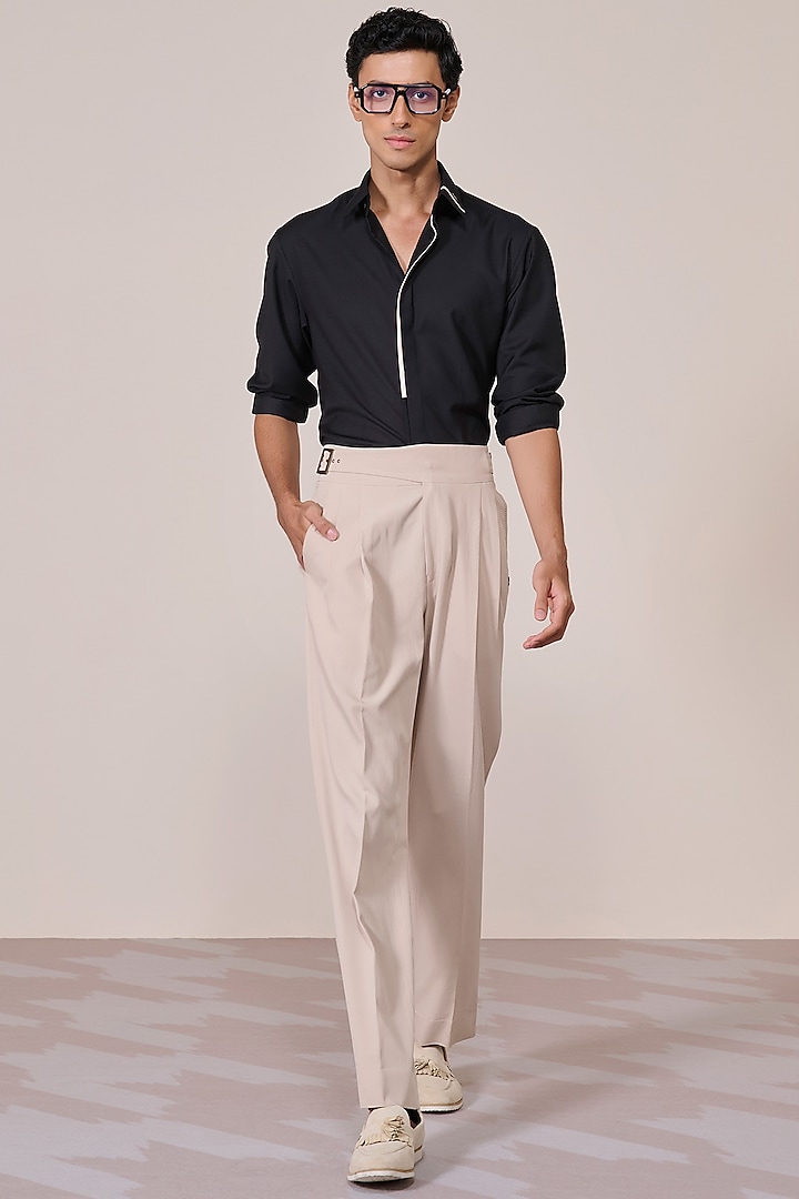 Black Rayon Suiting Blend Shirt by S&N by Shantnu Nikhil Men