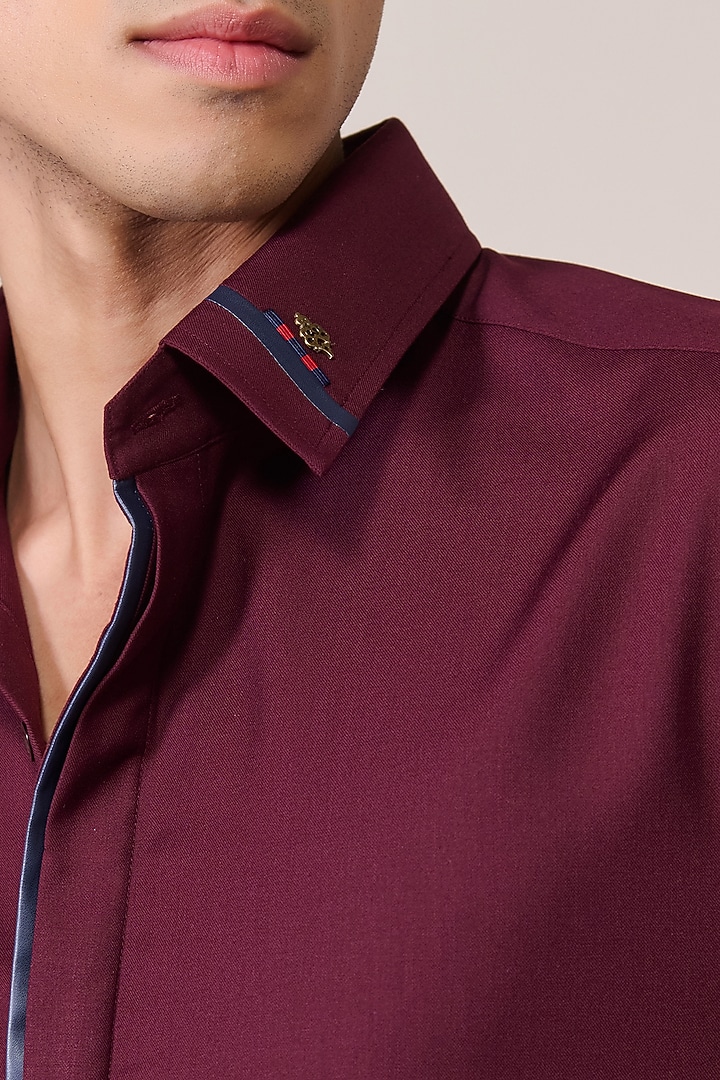Cherry Red Rayon Suiting Blend Party Wear Shirt by S&N by Shantnu Nikhil Men at Pernia's Pop Up Shop