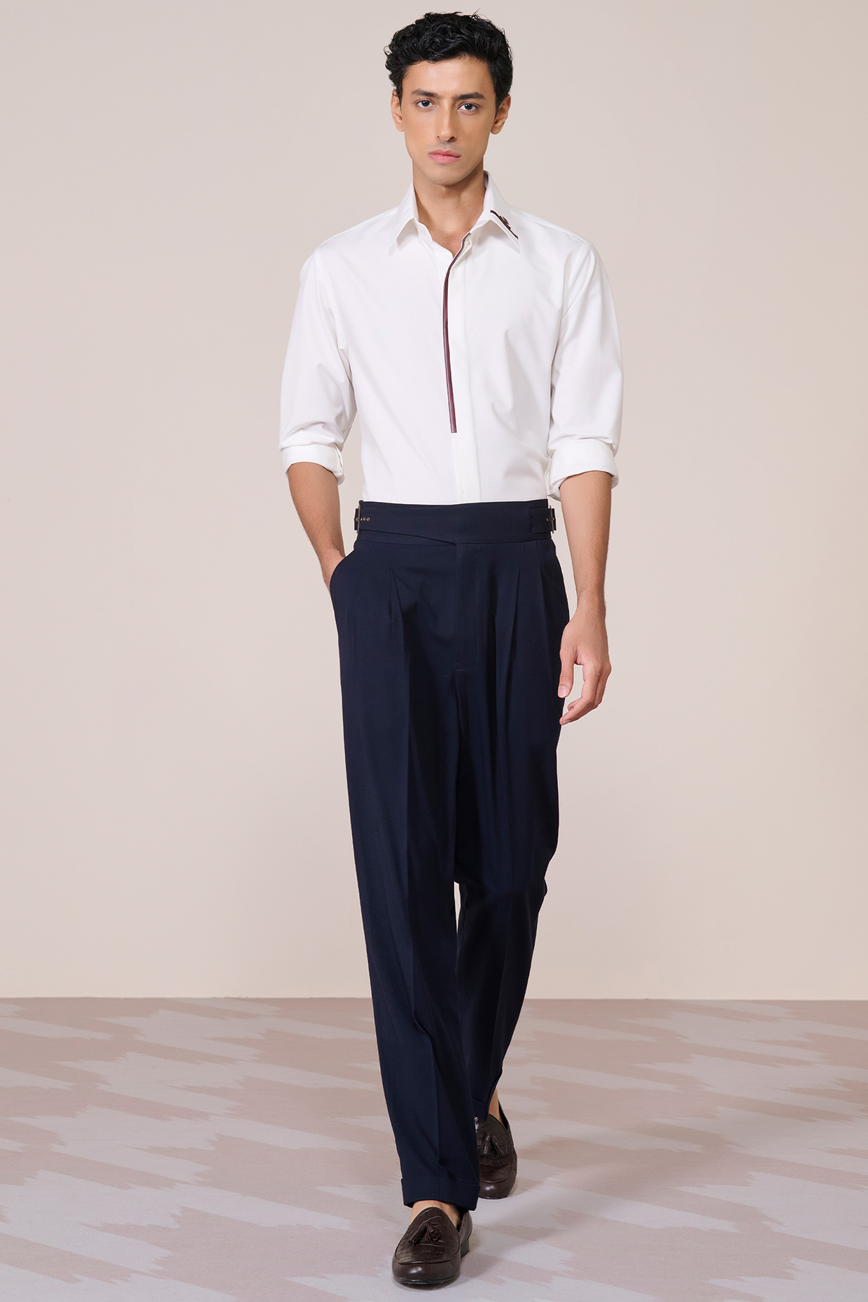 Off-White Rayon Suiting Blend Shirt by S&N by Shantnu Nikhil Men