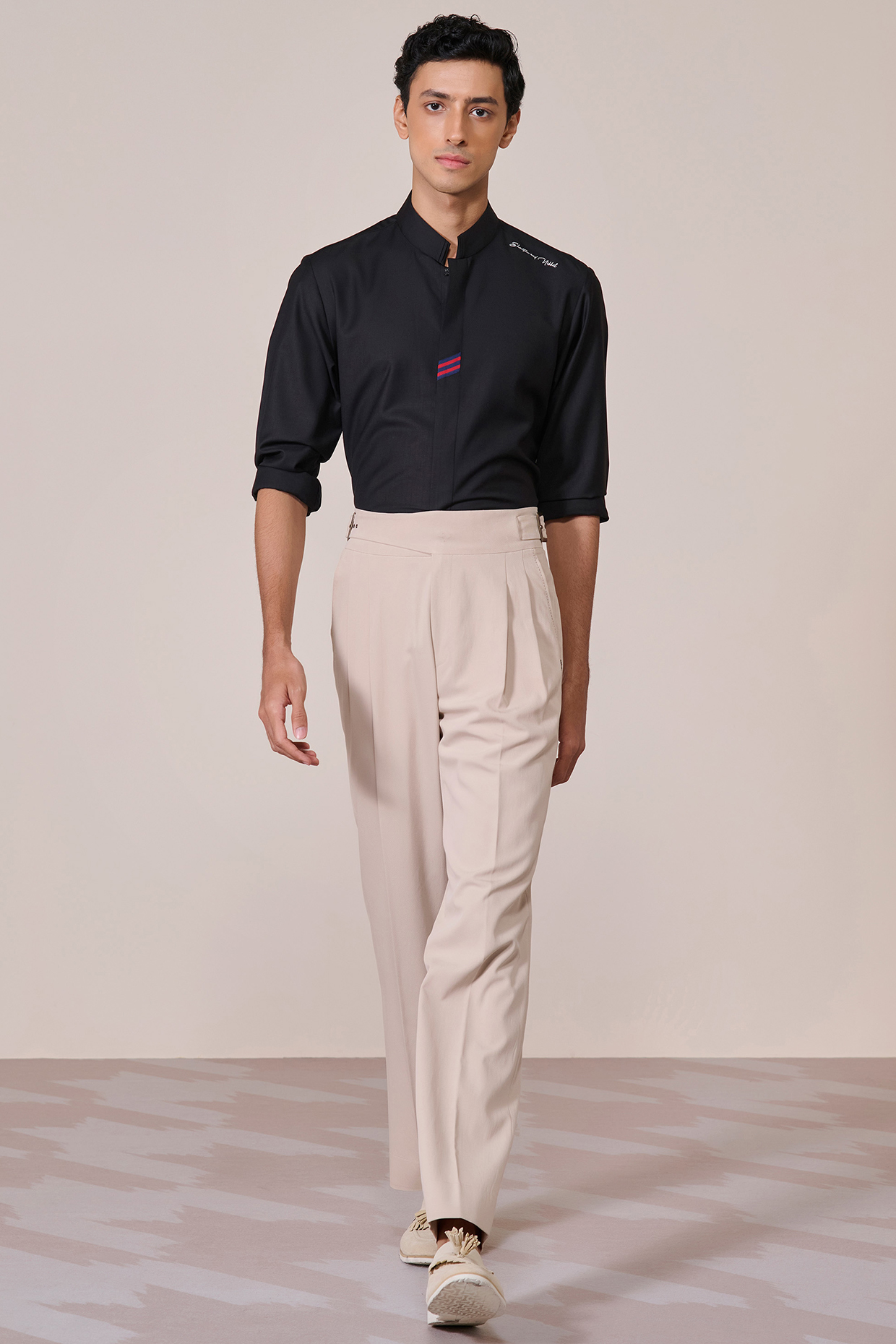 Black Rayon Suiting Blend Shirt by S&N by Shantnu Nikhil Men