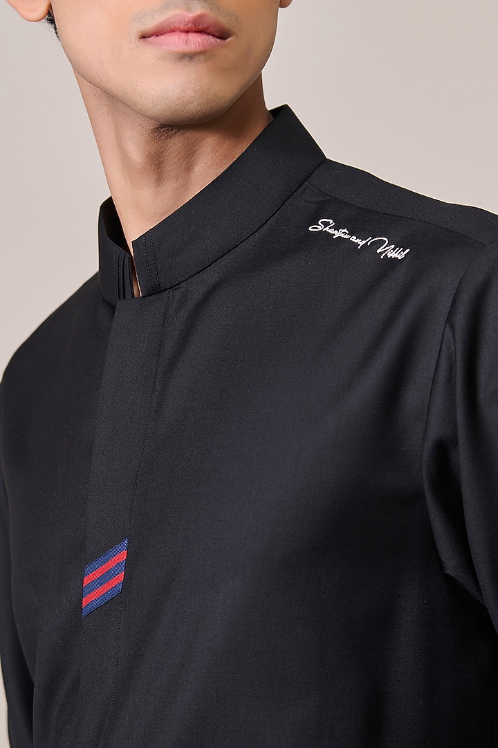 Black Rayon Suiting Blend Party Wear Shirt by S&N by Shantnu Nikhil Men at Pernia's Pop Up Shop