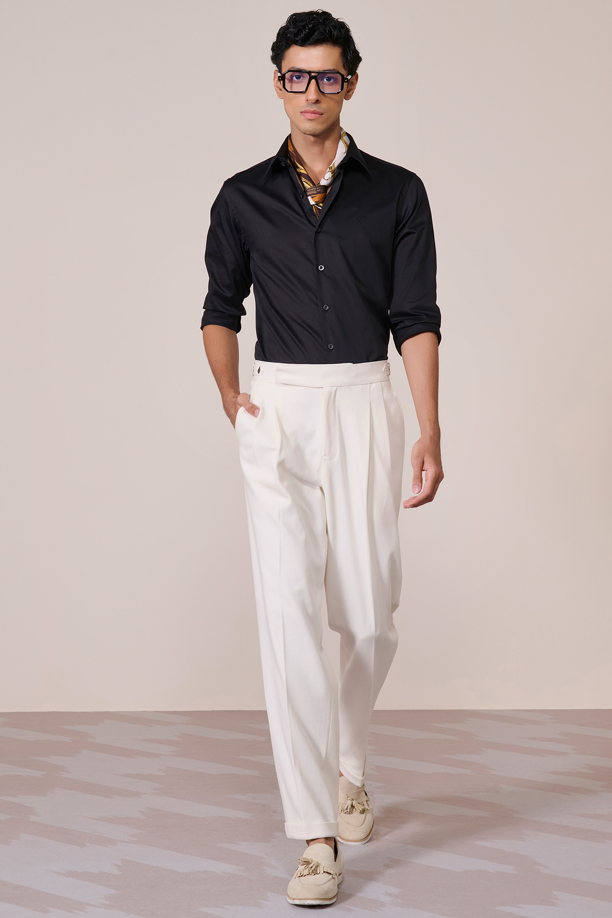 Black Giza Cotton Adamas Embroidered Shirt by S&N by Shantnu Nikhil Men
