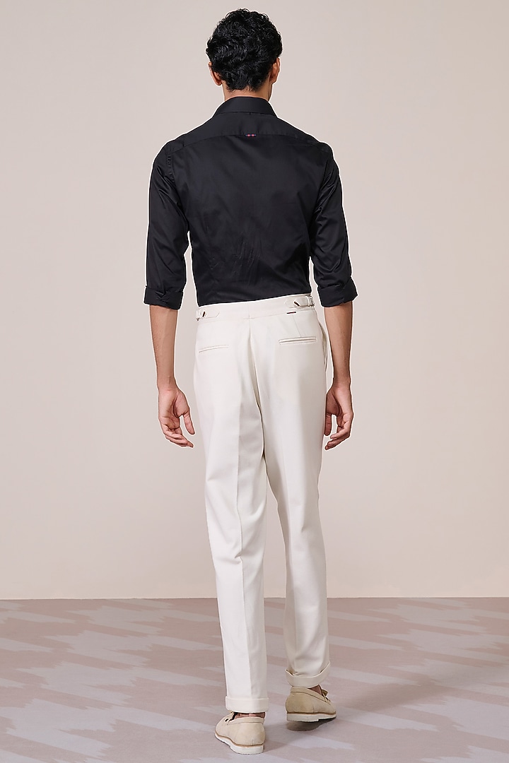 Black Giza Cotton Adamas Embroidered Party Wear Shirt by S&N by Shantnu Nikhil Men at Pernia's Pop Up Shop