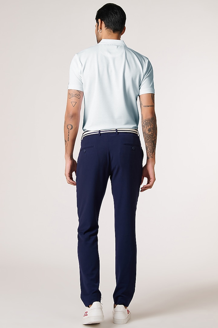 Light Blue Supima Pique Knit Batsman Logo T-Shirt by S&N by Shantnu Nikhil Men at Pernia's Pop Up Shop
