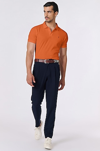 Orange Supima Pique Knit Batsman Logo T-Shirt by S&N by Shantnu Nikhil Men