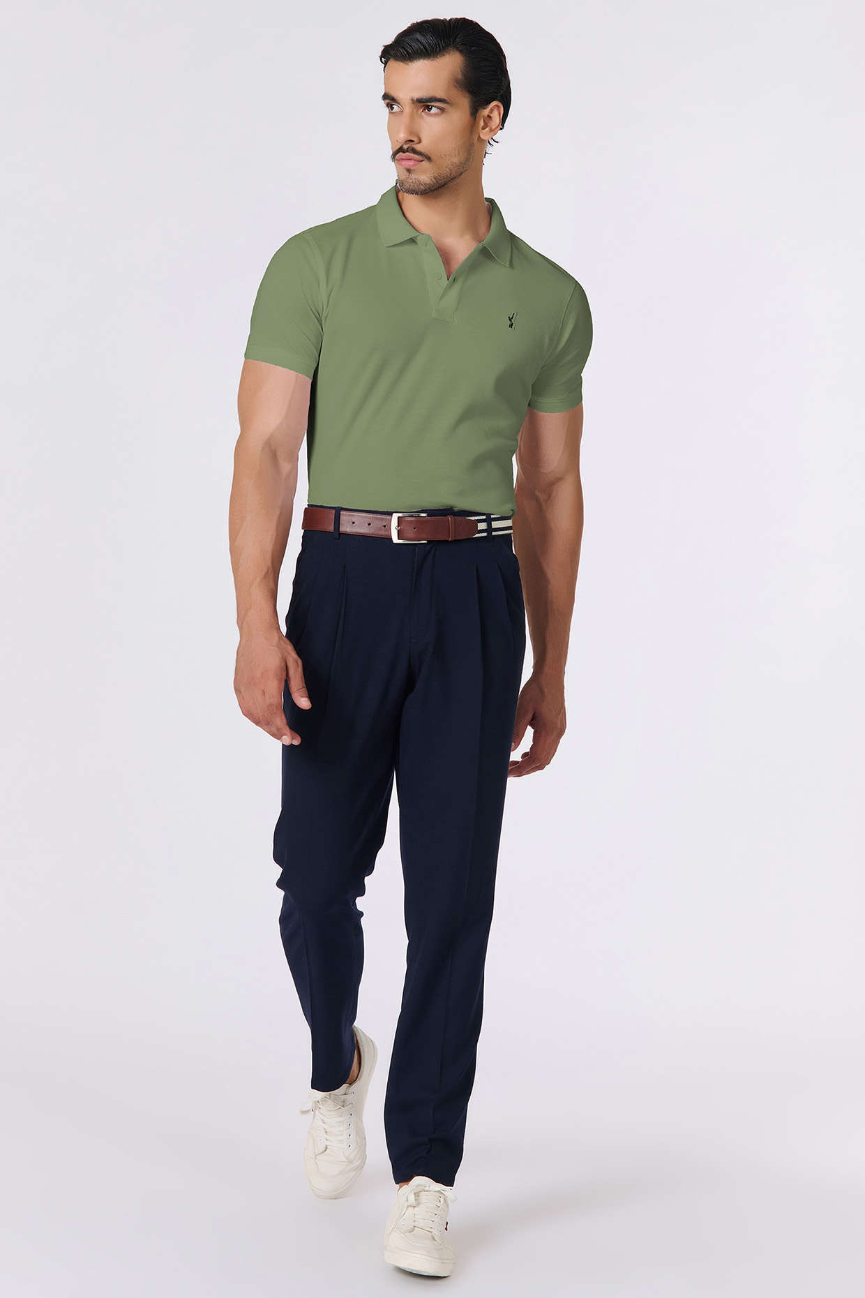 Sage Green Supima Pique Knit Batsman Logo T-Shirt by S&N by Shantnu Nikhil Men