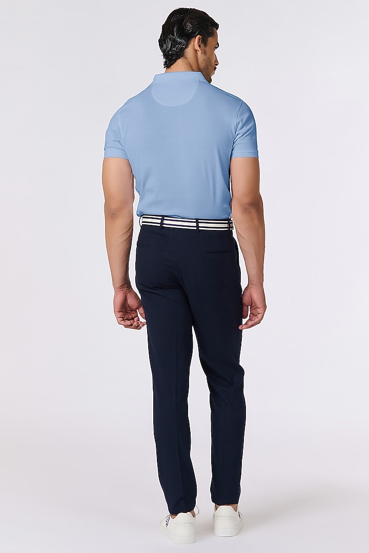 Slate Blue Supima Pique Knit Batsman Logo T-Shirt by S&N by Shantnu Nikhil Men at Pernia's Pop Up Shop