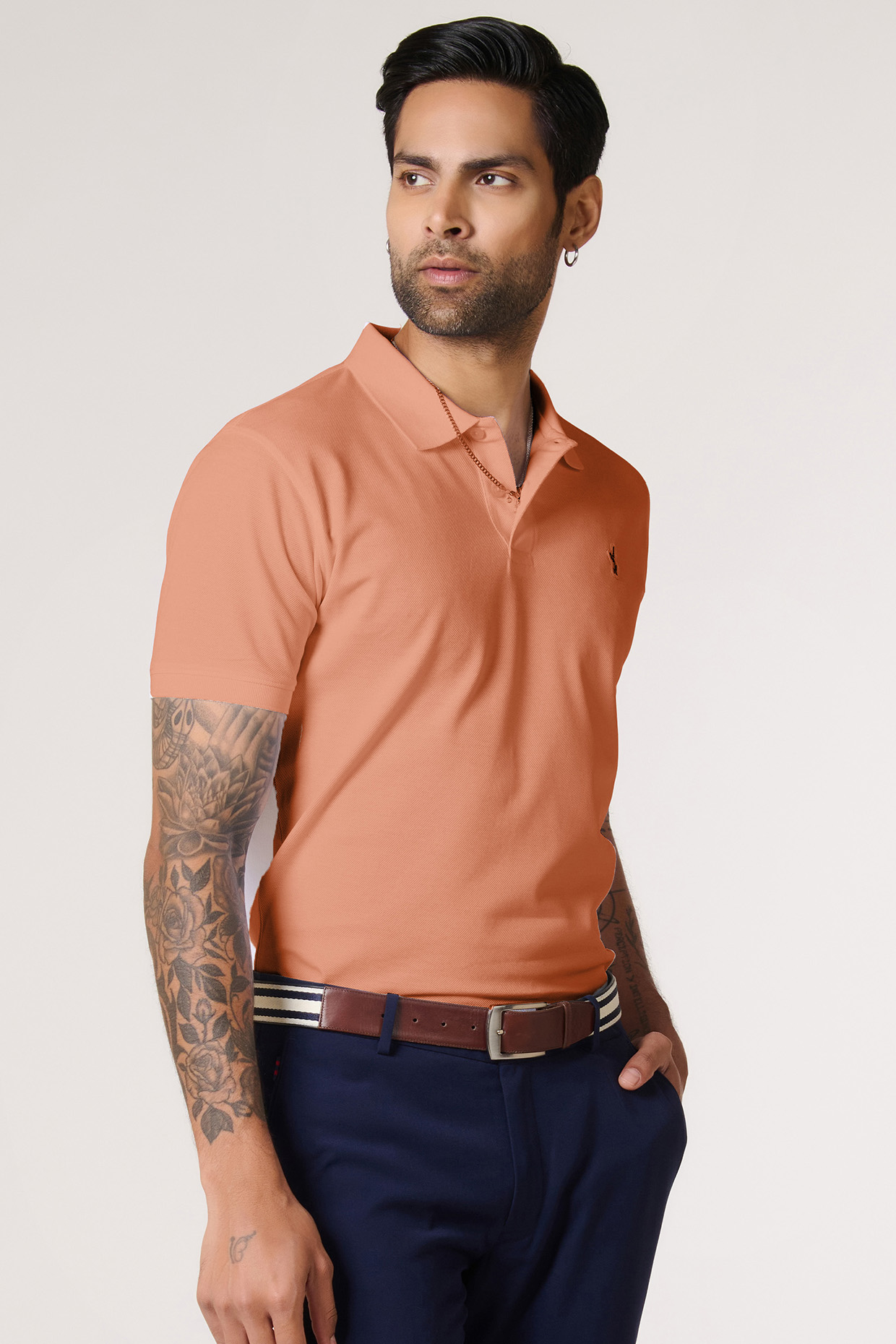 Peach Supima Pique Knit Batsman Logo T-Shirt by S&N by Shantnu Nikhil Men