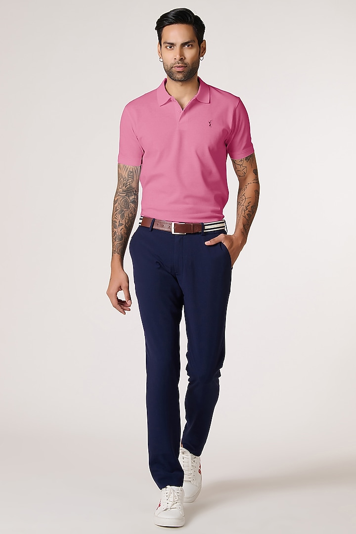 Candy Pink Supima Pique Knit Batsman Logo T-Shirt by S&N by Shantnu Nikhil Men at Pernia's Pop Up Shop