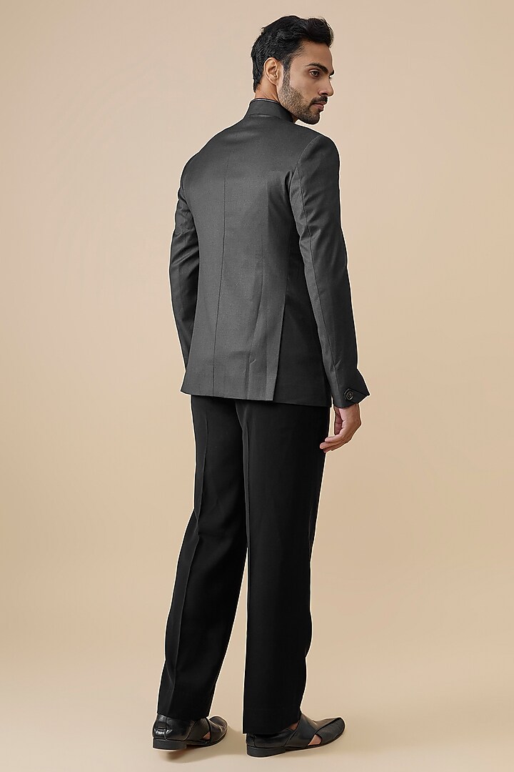 Grey Suiting Wedding Bandhgala by S&N by Shantnu Nikhil Men at Pernia's Pop Up Shop