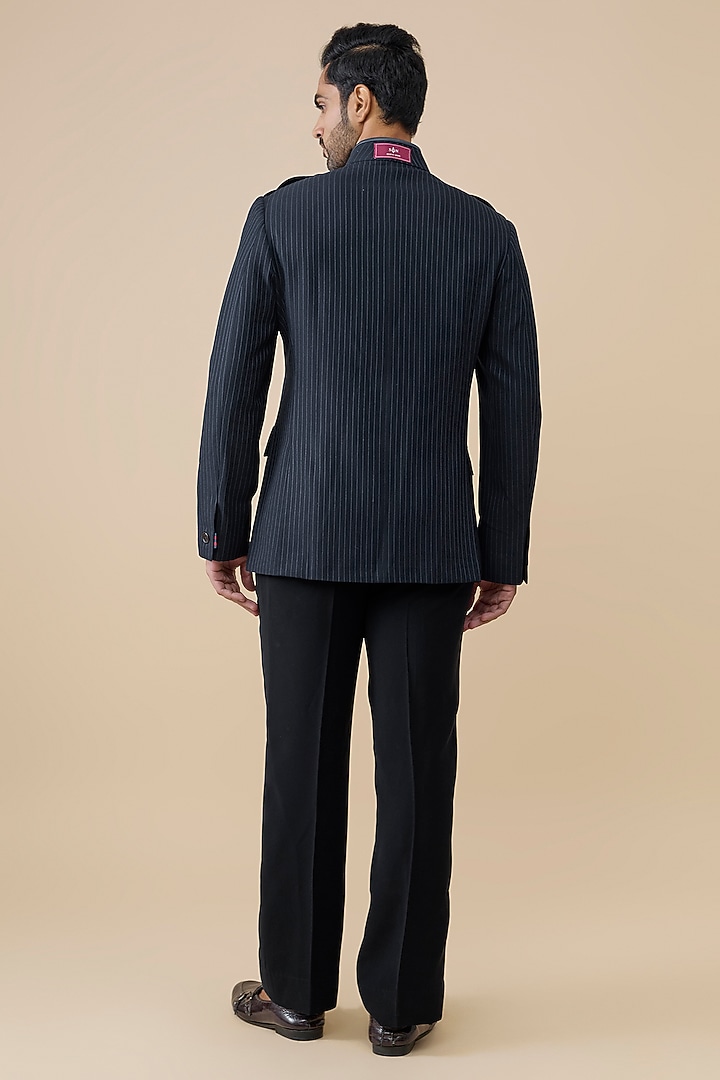 Navy Suiting Wedding Bandhgala by S&N by Shantnu Nikhil Men at Pernia's Pop Up Shop