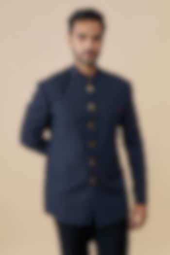 Navy Suiting Wedding Bandhgala by S&N by Shantnu Nikhil Men at Pernia's Pop Up Shop