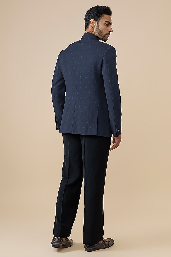 Navy Suiting Wedding Bandhgala by S&N by Shantnu Nikhil Men at Pernia's Pop Up Shop