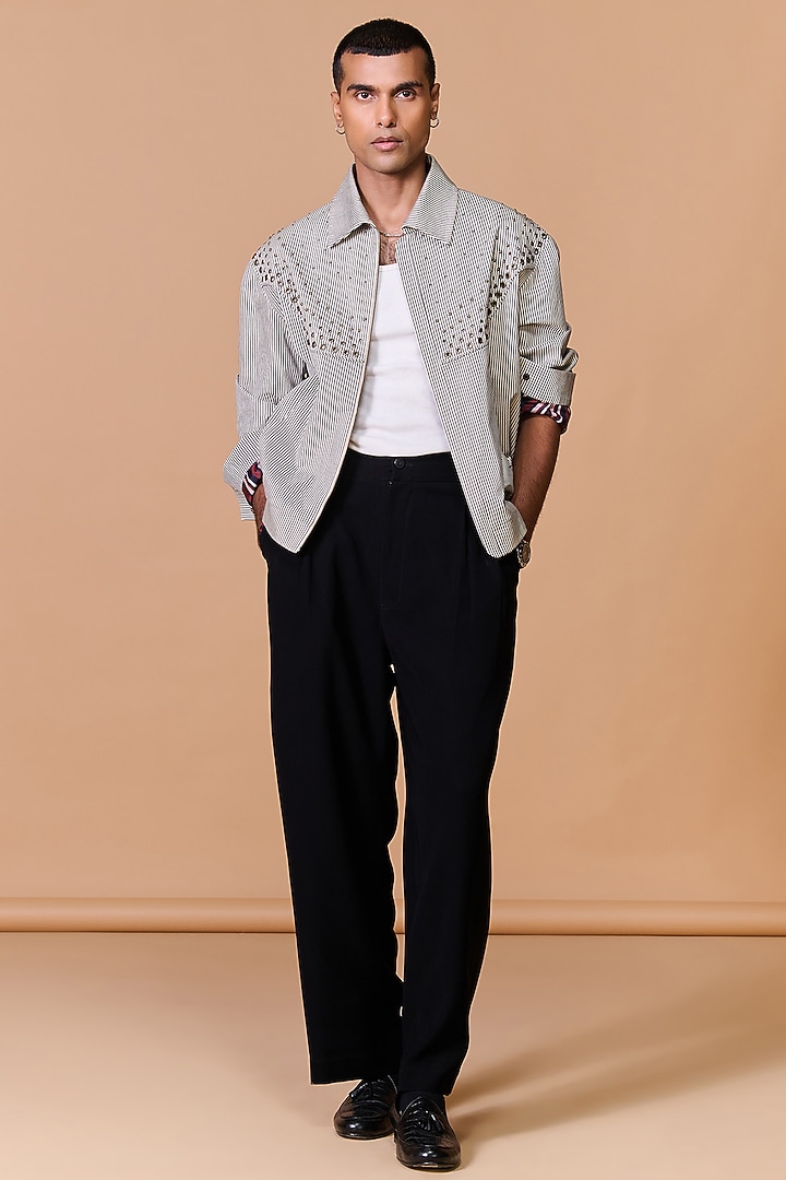 Grey Cotton Blend Printed Jacket by S&N by Shantnu Nikhil Men at Pernia's Pop Up Shop