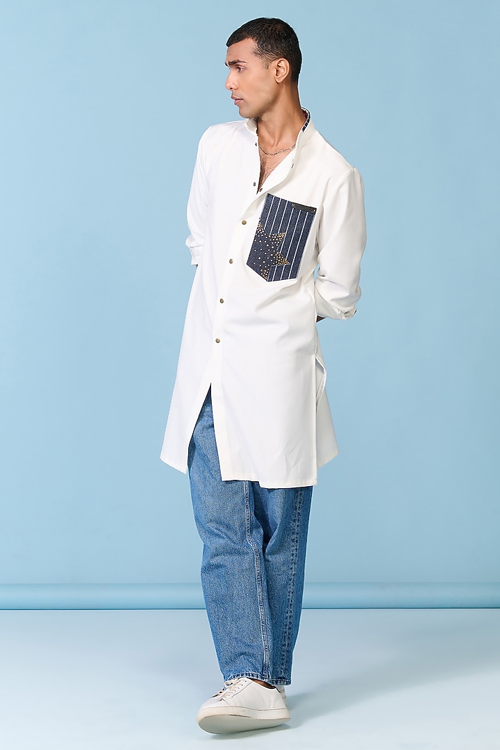 Off-White Tencel Rayon Spandex Kurta by S&N by Shantnu Nikhil Men at Pernia's Pop Up Shop