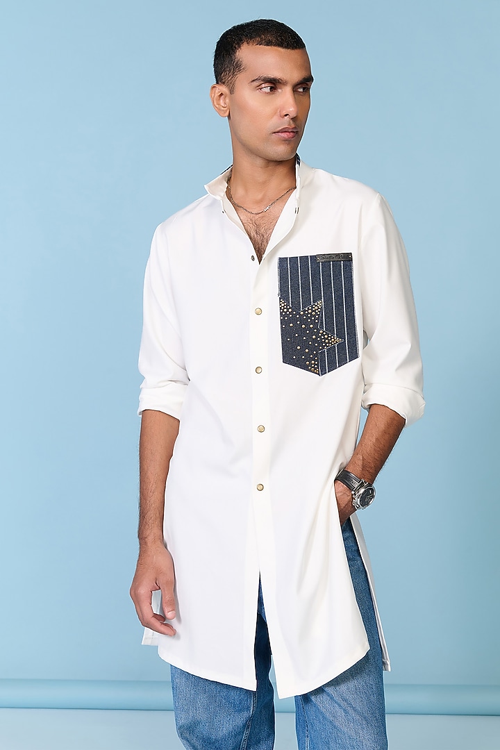 Off-White Tencel Rayon Spandex Kurta by S&N by Shantnu Nikhil Men at Pernia's Pop Up Shop