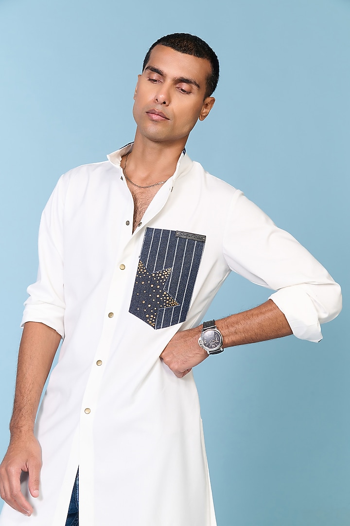 Off-White Tencel Rayon Spandex Kurta by S&N by Shantnu Nikhil Men at Pernia's Pop Up Shop