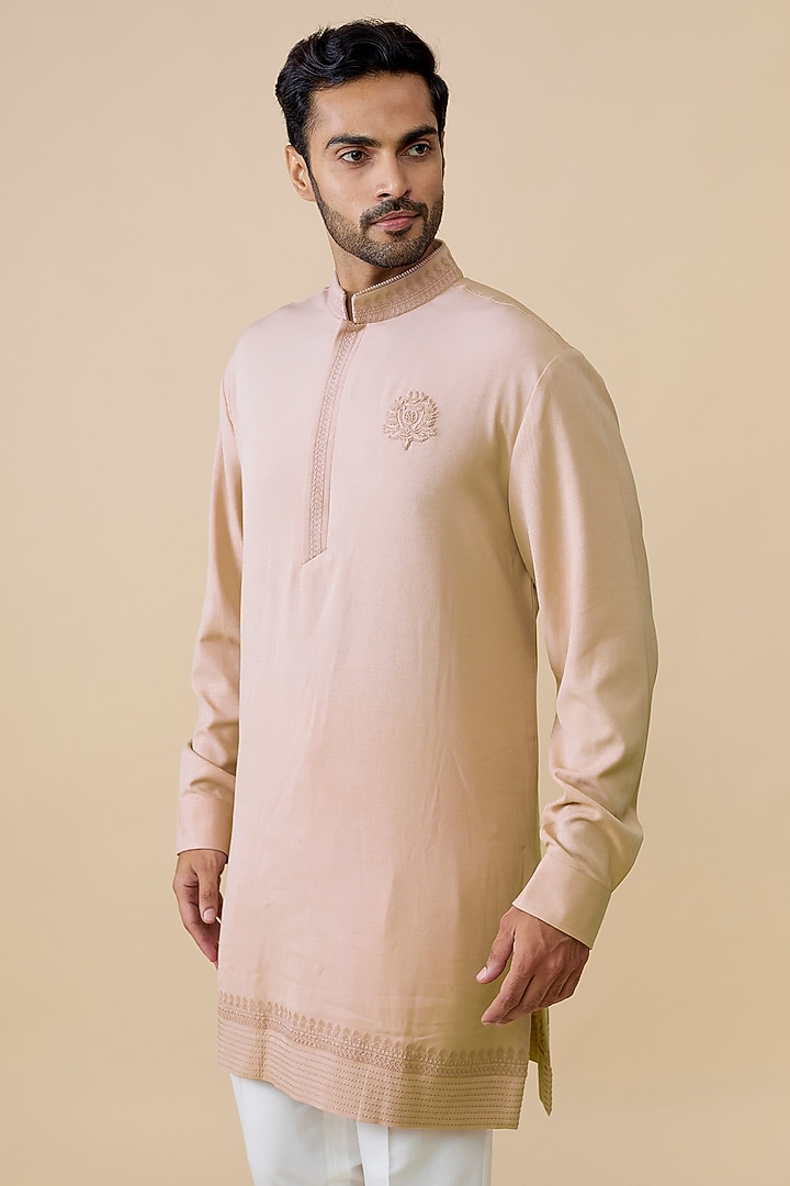 Light Pink Tencel Rayon Kurta by S&N by Shantnu Nikhil Men at Pernia's Pop Up Shop