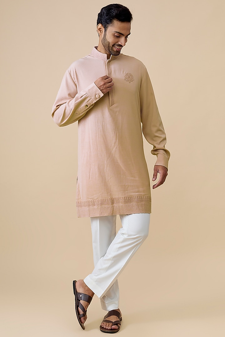 Light Pink Tencel Rayon Kurta by S&N by Shantnu Nikhil Men at Pernia's Pop Up Shop