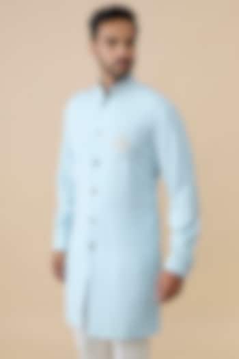 Aqua Blue Tencel Rayon Kurta by S&N by Shantnu Nikhil Men at Pernia's Pop Up Shop