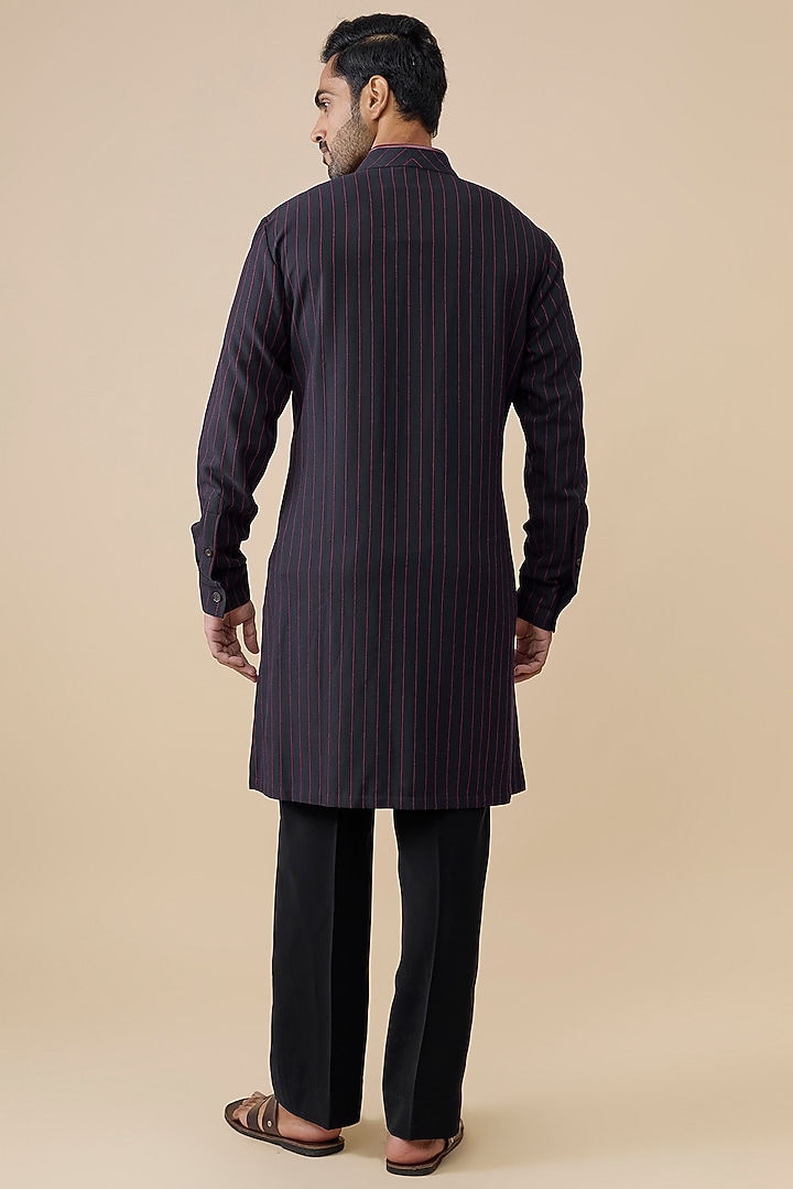 Navy Blue Tencel Rayon Kurta by S&N by Shantnu Nikhil Men at Pernia's Pop Up Shop